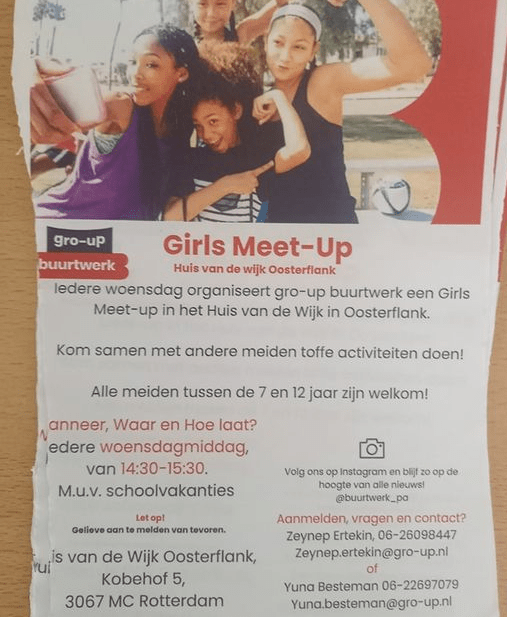 Elke woensdag Huis van de Wijk Oosterflank een Girls Meet-up