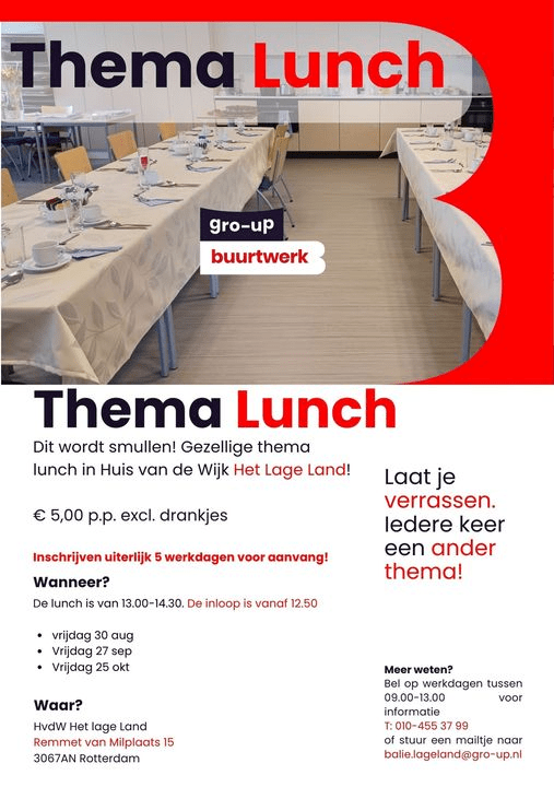 Diverse Thema lunches in Huis van de Wijk Lage Land