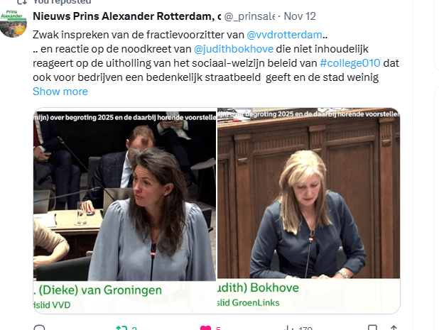 Zwak optreden van de fractievoorzitter van de VVD.