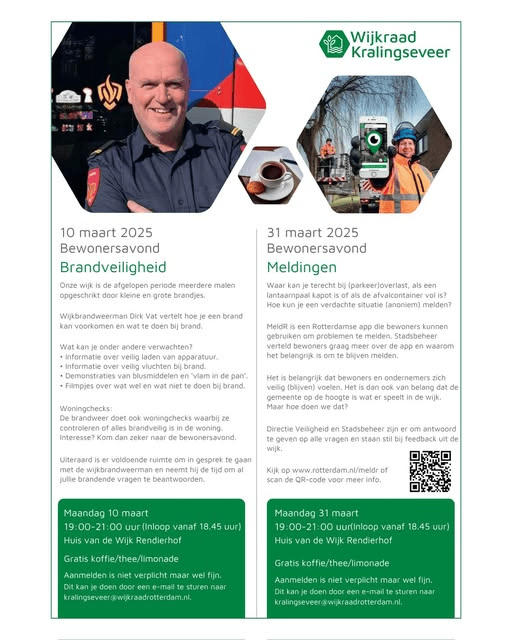 Bewonersavond Brandveiligheid 10 maart Kralingsveer