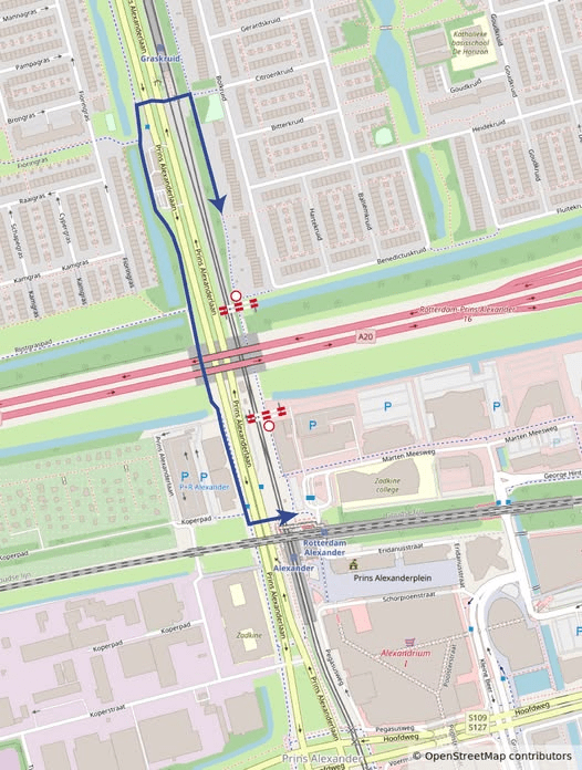 Tijdelijke afsluiting voetpad Marten Meesweg