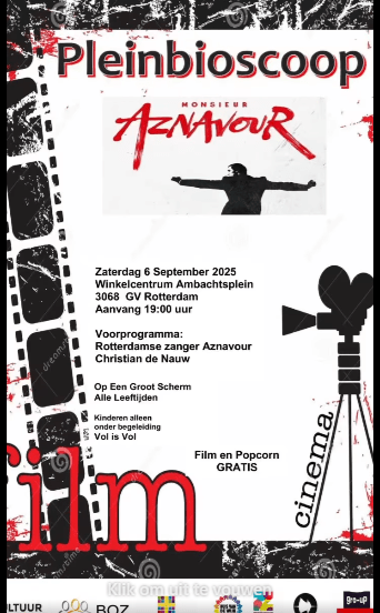 6 september gratis pleinbios Ambachtsplein Zevenkamp