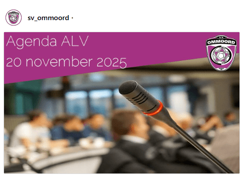 Donderdagavond 20 november 2025 de eerstvolgende ALV VV Ommoord