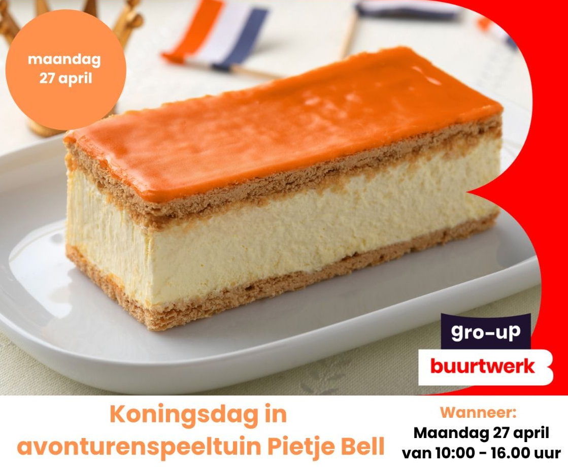 Op maandag 27 april staat avonturenspeeltuin Pietje Bell volledig in het teken van Koningsdag. Tussen 10.00 en 16.00 uur zijn kinderen en hun families van harte welkom om samen te genieten van een feestelijke dag vol activiteiten en gezelligheid.