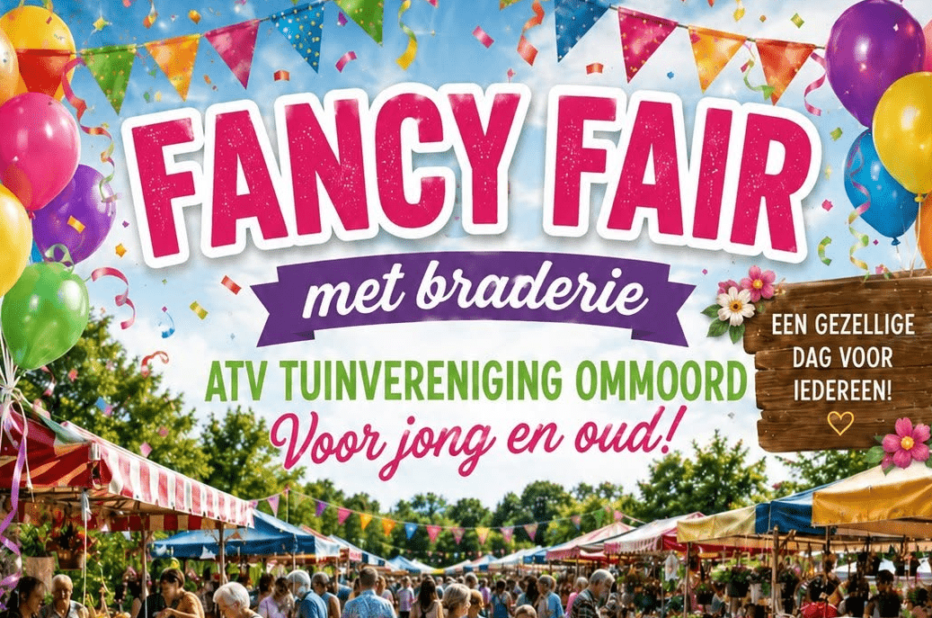 Op zaterdag 15 augustus verandert het terrein van ATV Tuinvereniging Ommoord in een feestelijke ontmoetingsplek voor jong en oud. Tijdens de Fancy Fair met braderie kunnen bezoekers genieten van een dag vol gezelligheid, muziek, lekkernijen en activiteiten voor de hele familie.